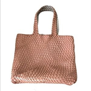 Karla Hanson Mauve Pink Leather Woven Tote Bag